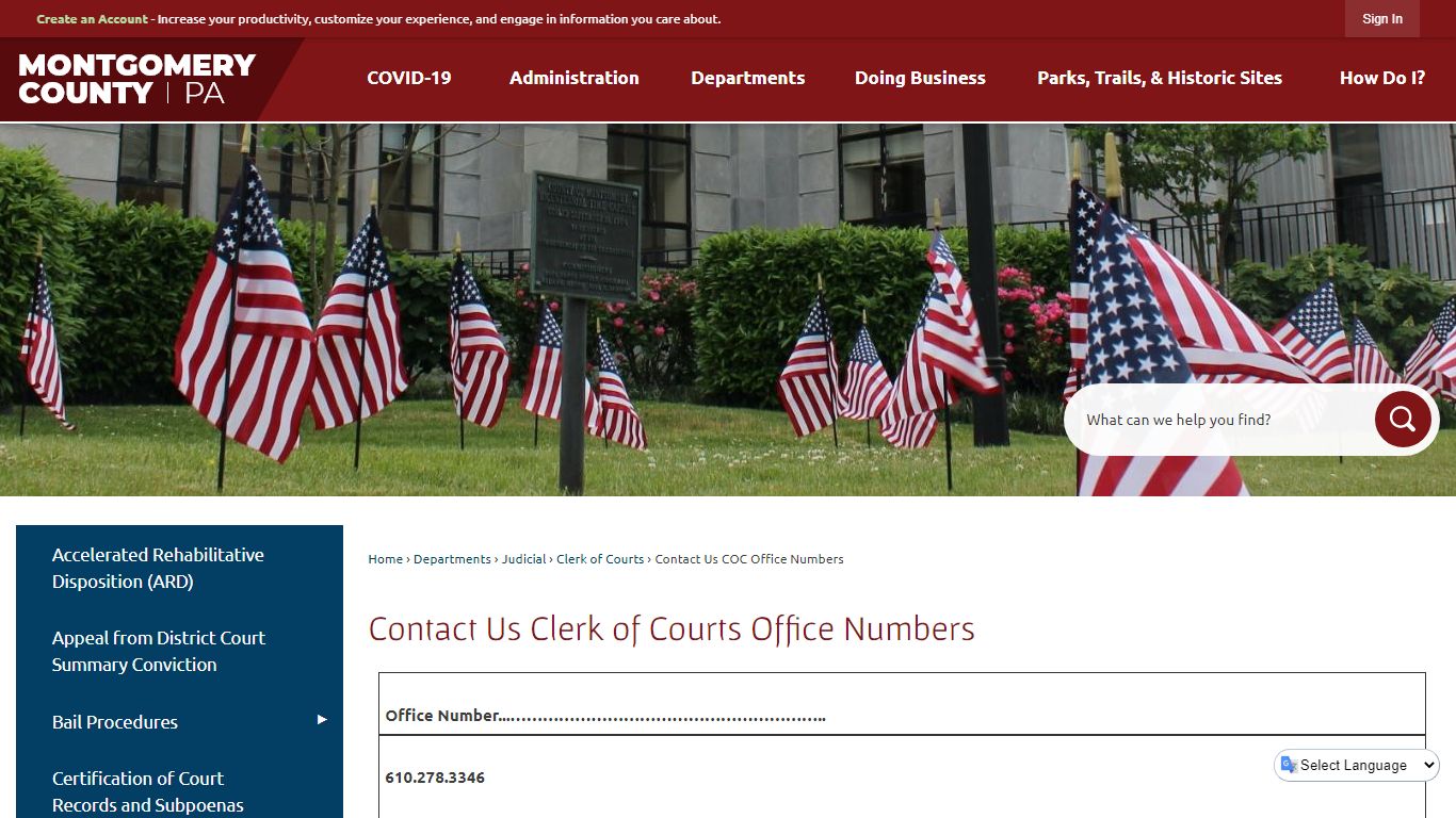 Contact Us Clerk of Courts Office Numbers | Montgomery County, PA ...